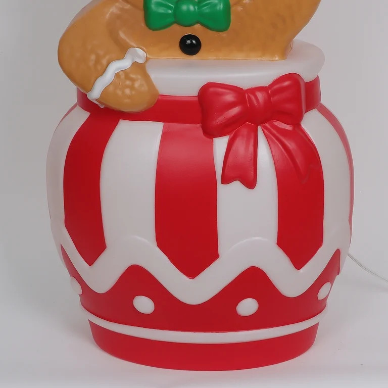 Lighted Blow Mold Gingerbread in Cookie Jar Outdoor Christmas Decoration, Multi-Color, 32", by Ho... | Walmart (US)