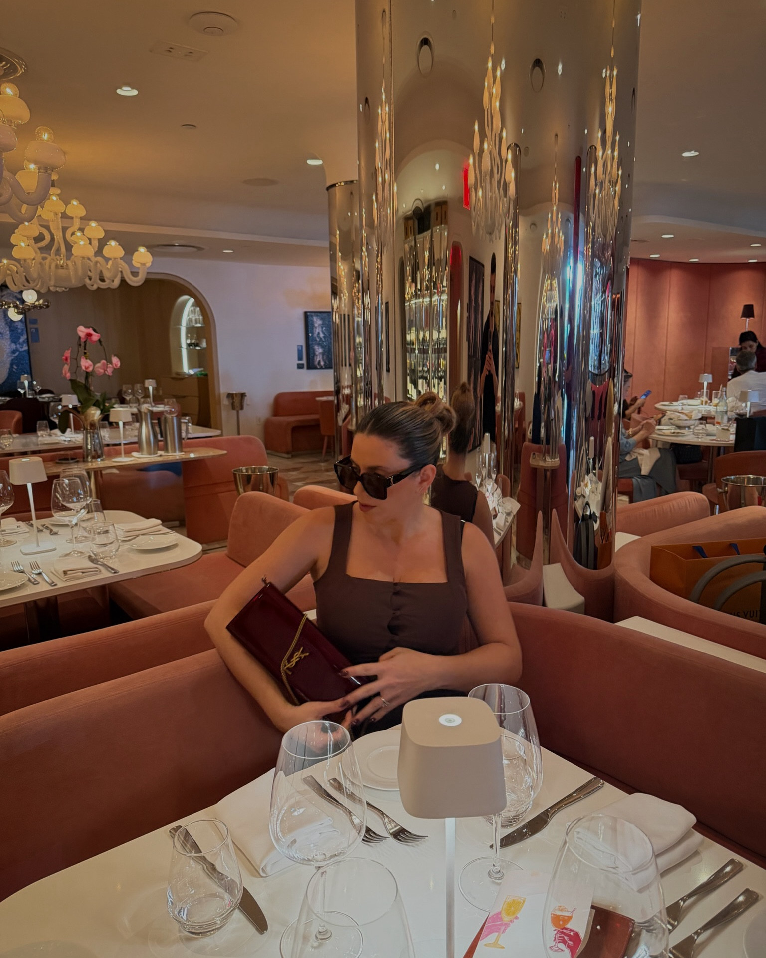 Sunday Burch at Sofia in Design District Miami 🖤 all YSL out ✨ 

Still rocking fall/winter 2025/2026 colors 🤎♥️ got my Kate clutch burgundy red handbag purse, chic sunglasses, the most viral black heel pumps of the season luxury designer YSL with gold brass tips. Maroon trousers and brown button up vest blouse tank top.
Chic, elegant, timeless is the vibe 

#ysl #saintlaurent #mango #chic #luxury #designer #brown #burgundy #winteroufit #winterlook #outfit #miami 



Saint Laurent 

#LTKootd #LTKgrwm #LTKSeasonal