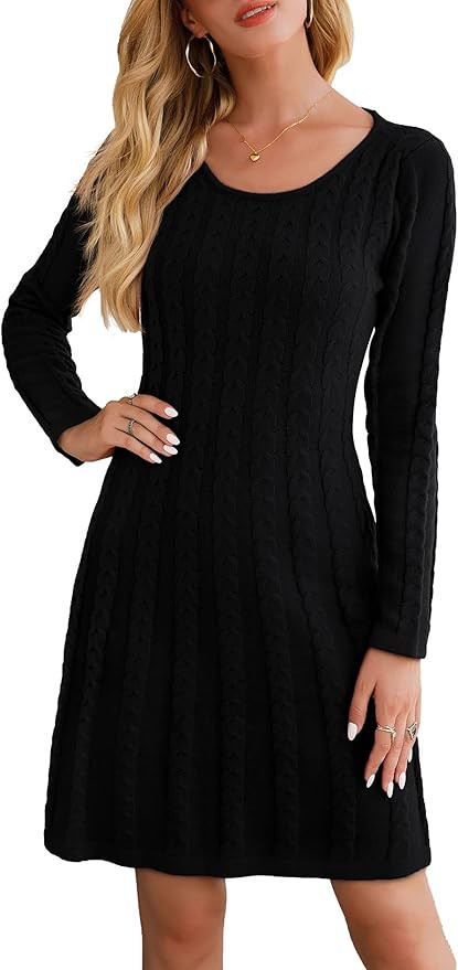 Neitooh Strickkleider Damen Pulloverkleid Elegante Pullover Rundkragen Winterkleid Casual Langarm... | Amazon (DE)