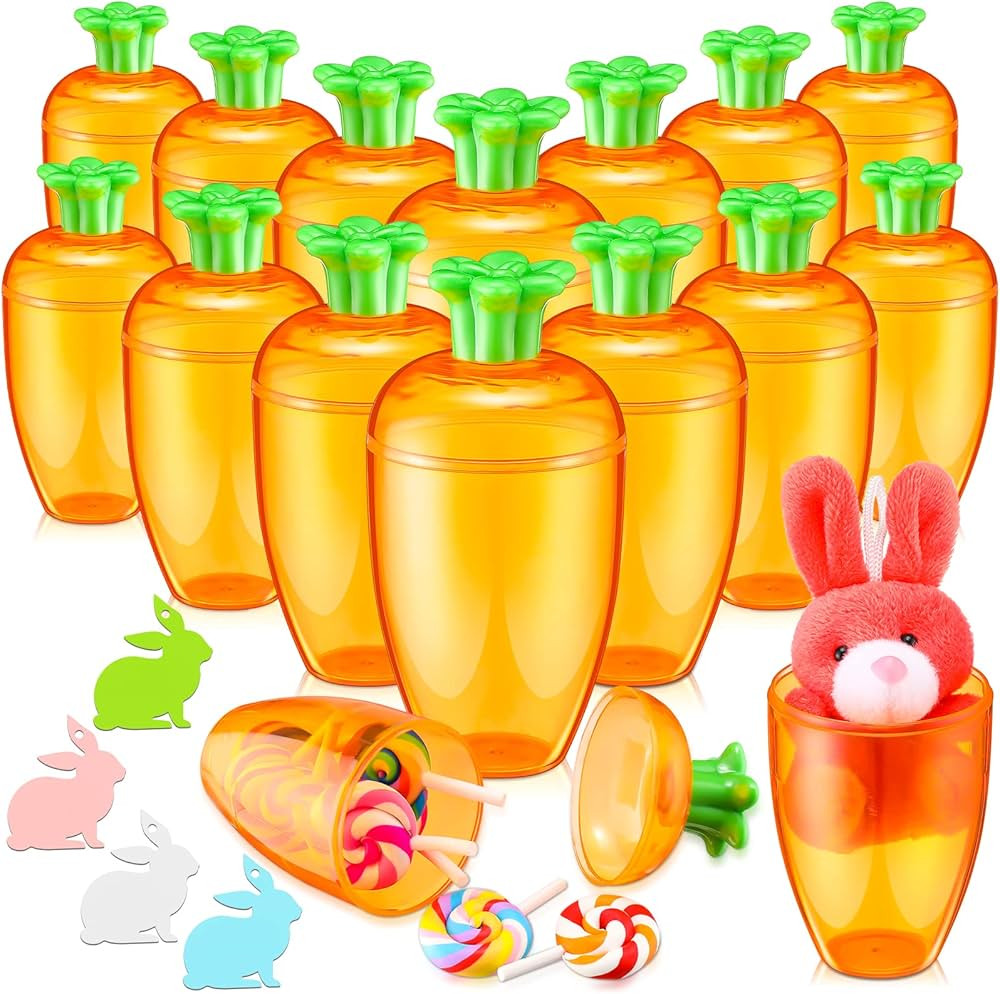 36 Pcs Fillable Easter Carrots Containers Plastic Bright Orange Carrot Shaped Easter Eggs Empty C... | Amazon (US)