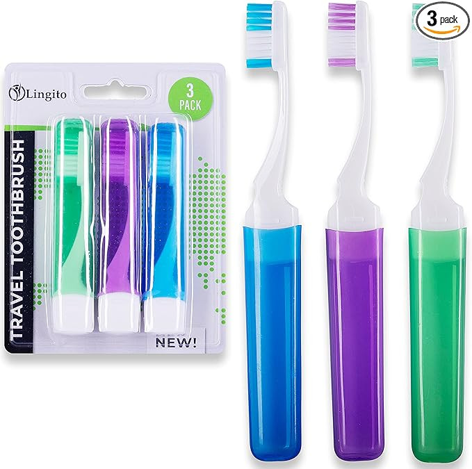 Lingito Travel Toothbrushes, Mini Toothbrush with Toothbrush Cover, Camping Toothbrush, Travel Si... | Amazon (US)
