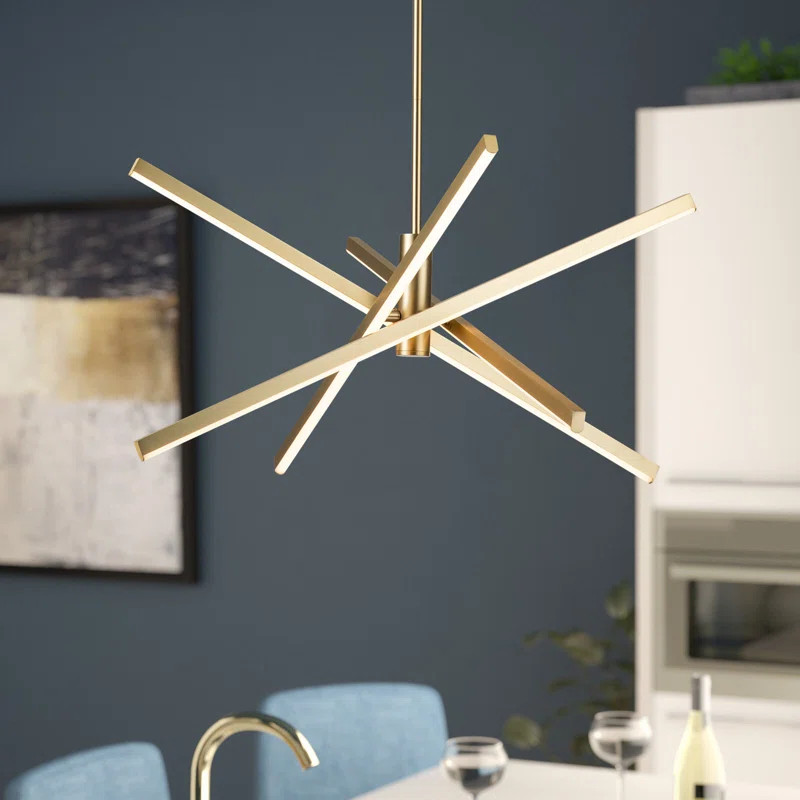 Burcker 4 - Light Aluminum Dimmable LED Modern Linear Chandelier | Wayfair North America