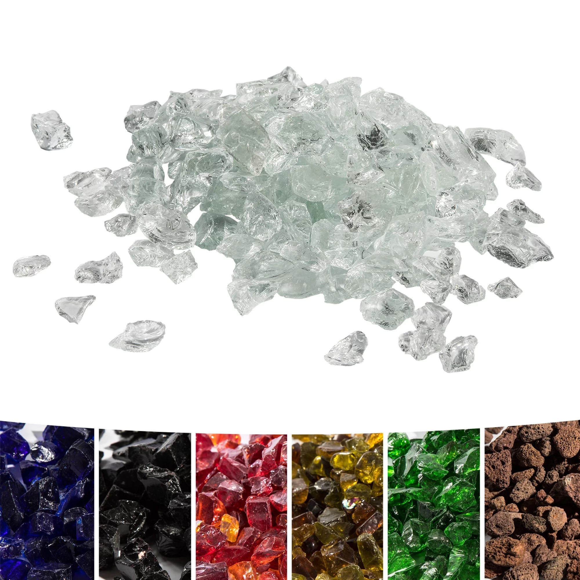 Teamson Home 1/2 Inch Reflective Fire Glass for Fire Pits 9 lb / 4 kg Bag, Clear | Walmart (US)