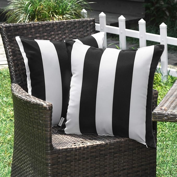 Amazon.com: Western Home Pack of 2 Decorative Outdoor Solid Waterproof Striped Throw Pillow Cover... | Amazon (US)