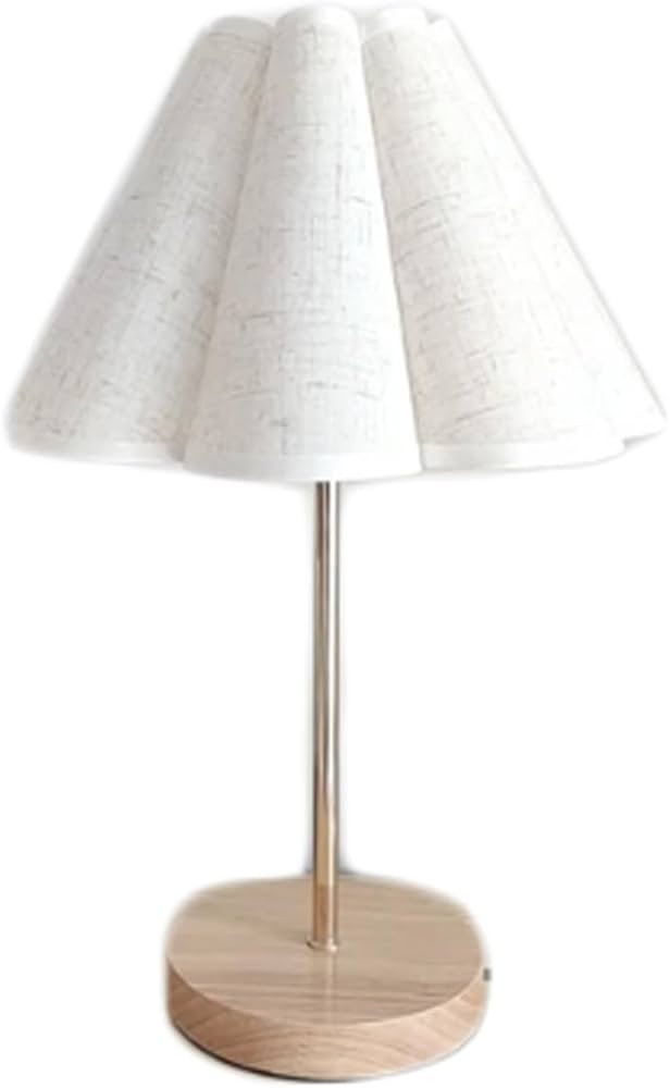 Bedside Desk Lamps White Linen Round Simple Designs Wood Table Lamp with 3 Color Lamp for Home Be... | Amazon (US)