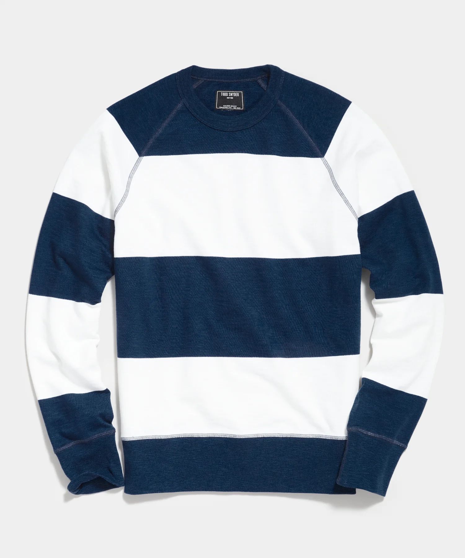 Bold Stripe Sweatshirt In Navy Batik | Todd Snyder