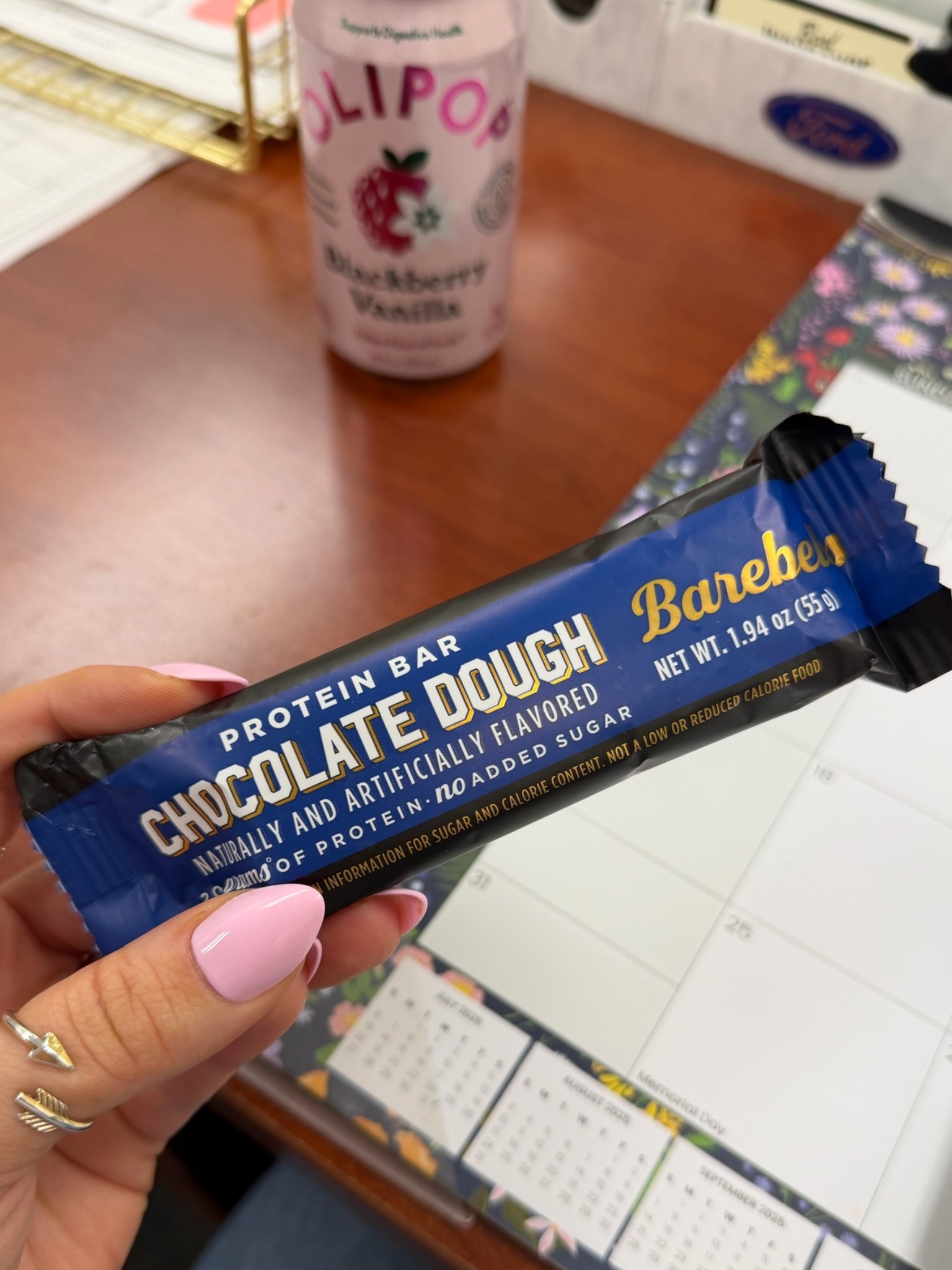 Go-to protein bar. Tastes like 100 Grand Bar. 
200 cal, 20g protein!