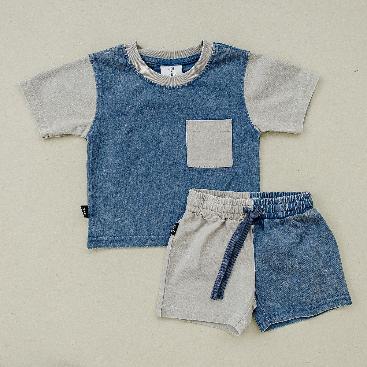 Kids Maddox Color Block Short Sleeve Pocket Tee Set - Olive + Scout | Target