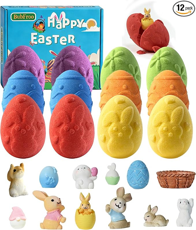 Bath Bombs for Kids, Easter Egg Organic Natural Bath Bomb with Surprise Toys Inside, Bubble Bath ... | Amazon (US)