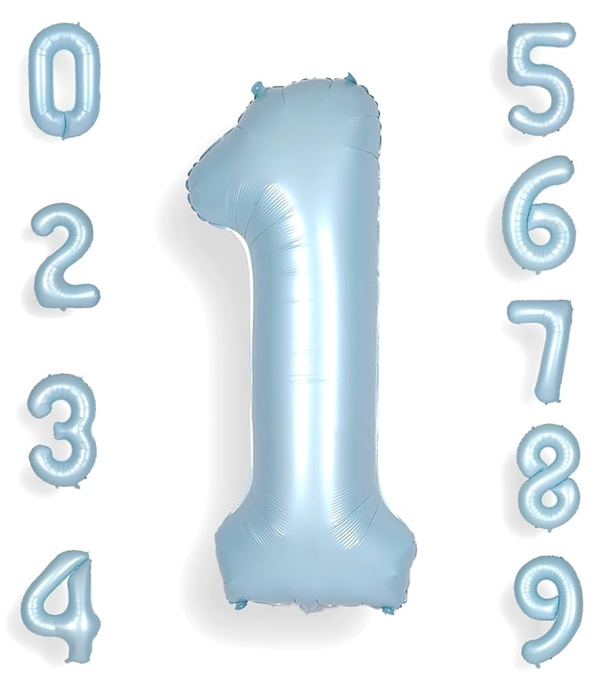 40Inch Light Blue Number 1 Balloon Large Helium Baby Blue Number Balloons 0-9 Giant Digital 1st F... | Amazon (US)