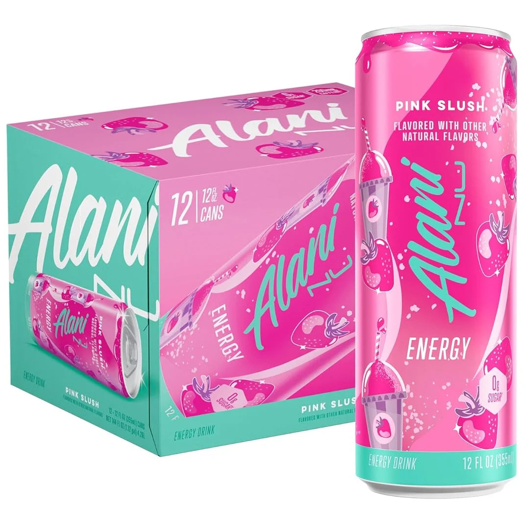 Alani Nu Sugar Free Energy Drink, Pink Slush, 12 fl oz, 12 Pack, Cans, 200mg Caffeine | Walmart (US)