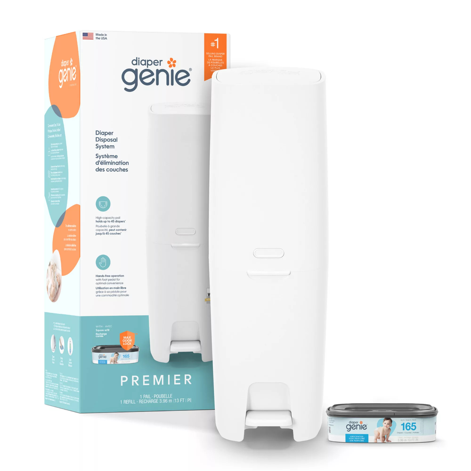 Diaper Genie Premier Diaper Pail & Starter Refill, White | Kohl's
