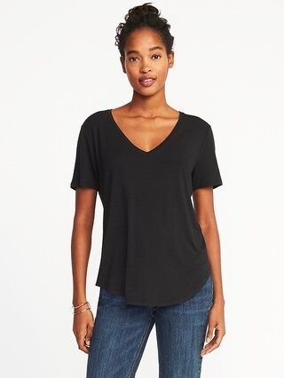 Luxe Curved-Hem V-Neck Tee for Women | Old Navy US