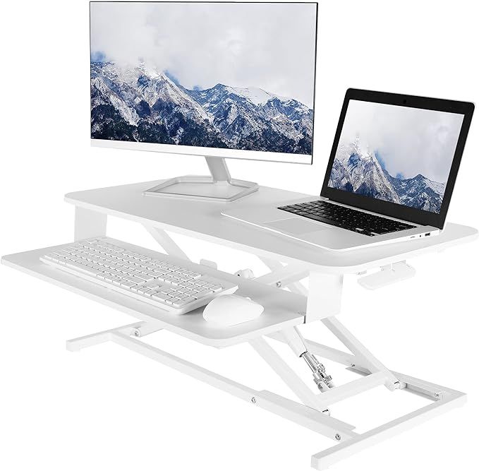 VIVO Height Adjustable 32 inch Stand Up Desk Converter, Quick Sit to Stand Tabletop Dual Monitor ... | Amazon (US)