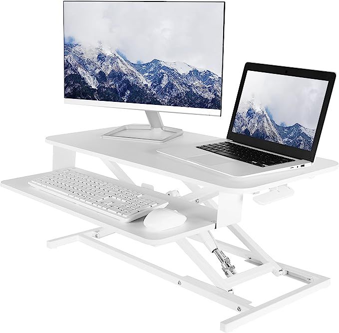 VIVO Height Adjustable 32 inch Stand Up Desk Converter, Quick Sit to Stand Tabletop Dual Monitor ... | Amazon (US)