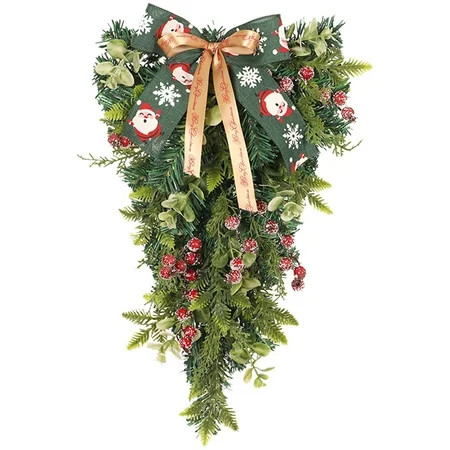 Christmas Staircase Bowknot Pendant Teardrop Swag Stair Railing Decorative Swag | Walmart (US)