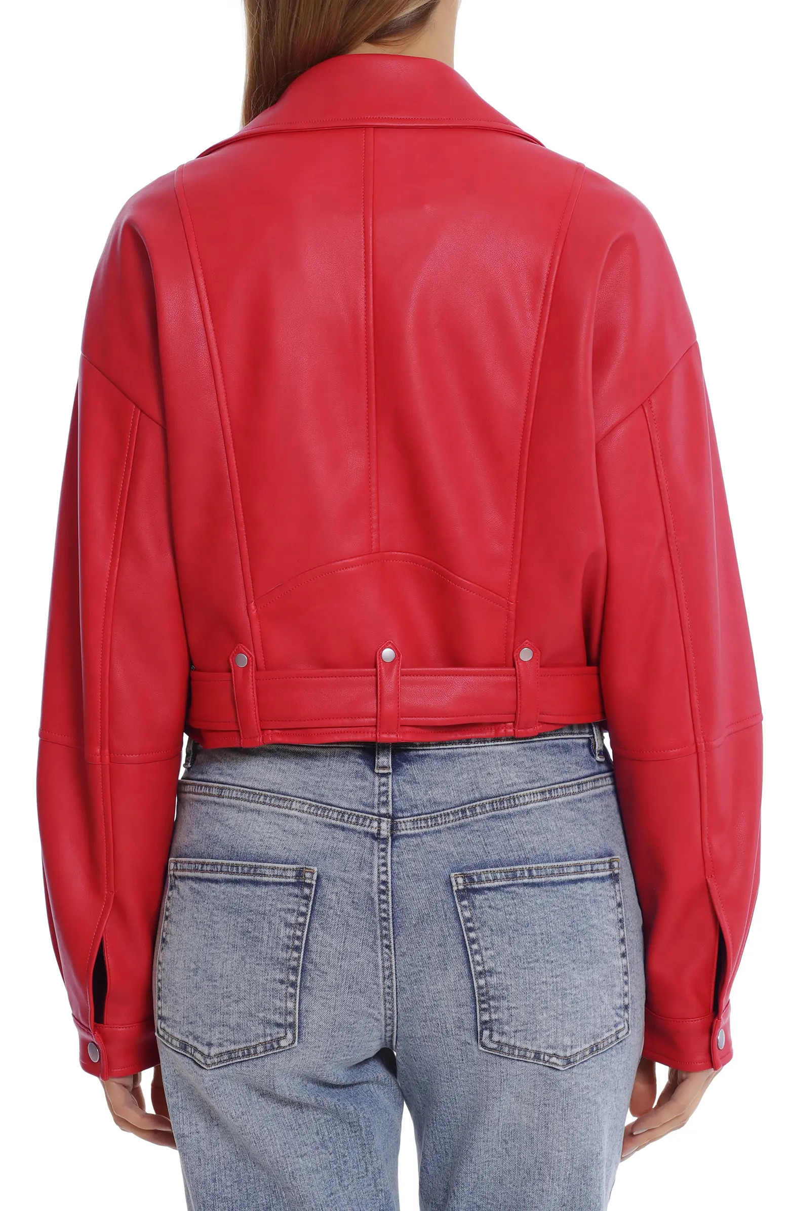 Oversize Faux Leather Crop Moto Jacket | Nordstrom