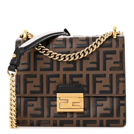 Fendi Vitello Liberty Bi-Color FF 1974 Embossed Small Kan U Shoulder Bag Maya Black | FASHIONPHILE (US)