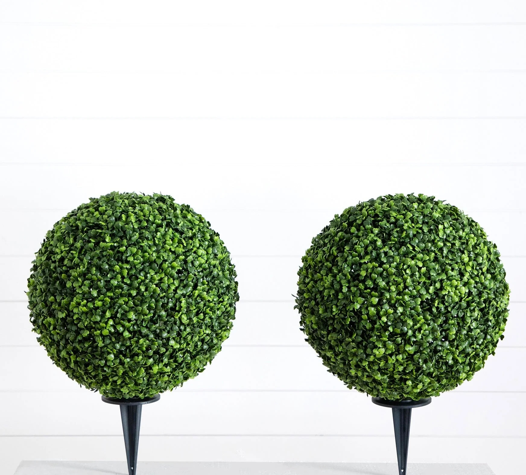 14” Artificial Boxwood Ball Topiary with Integrated Ground Stake UV Resistant | Nearly Natural | Nearly Natural