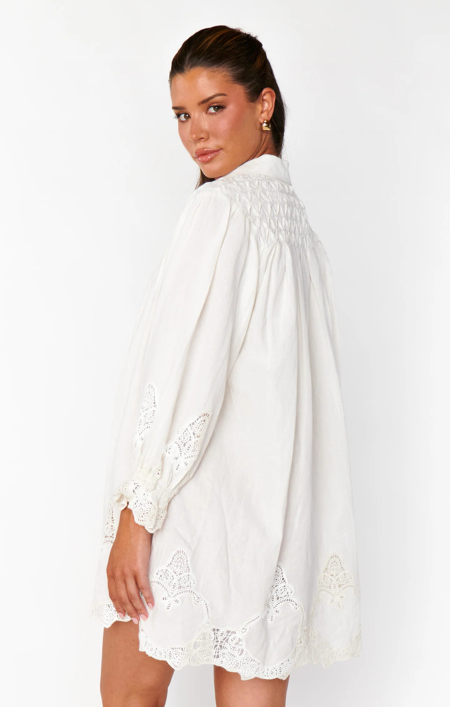 Leona Mini Dress ~ White Lace Embroidery | Show Me Your Mumu