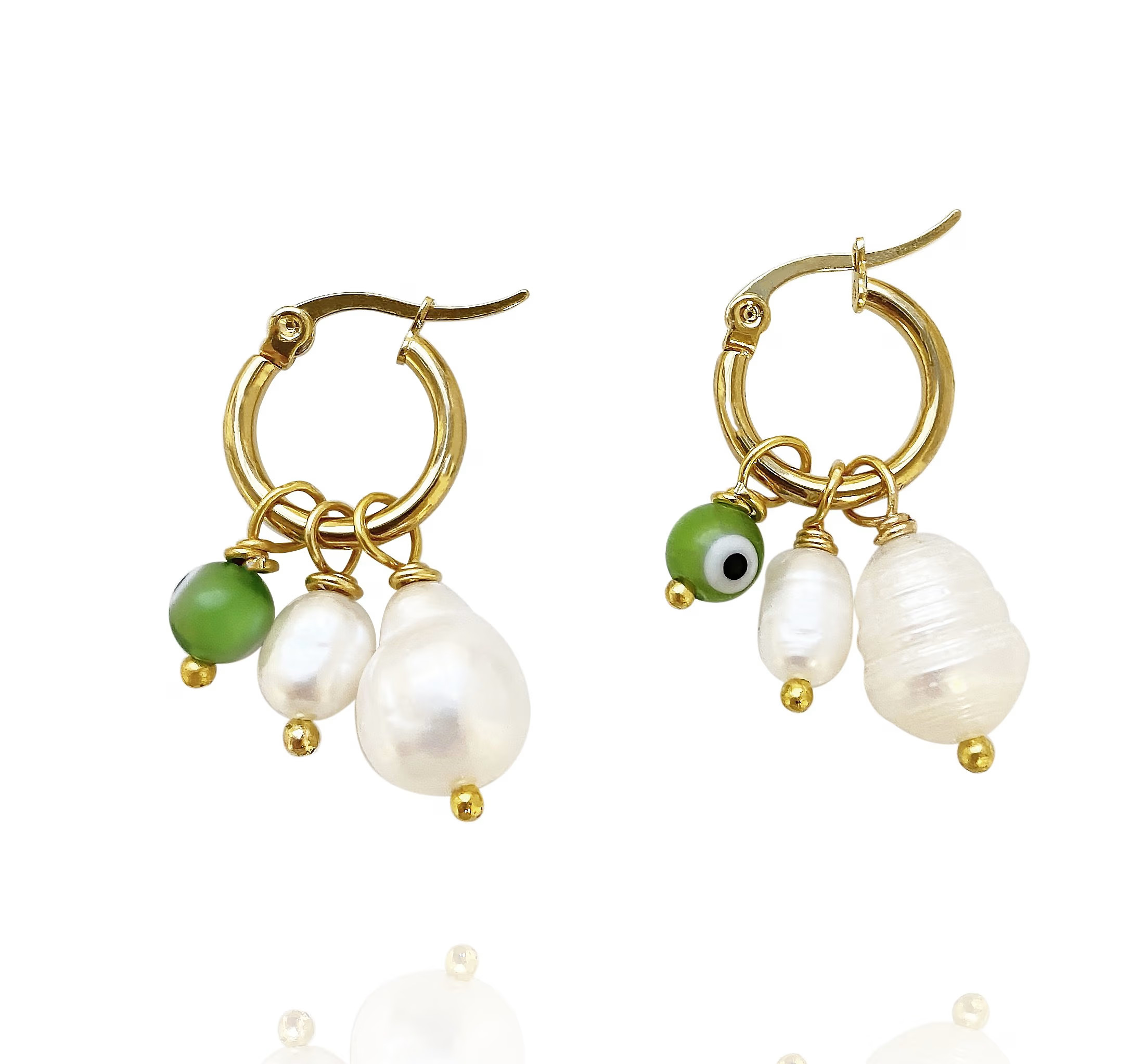 Evil Eye & Pearl Hoop Earrings Tina | Wolf & Badger