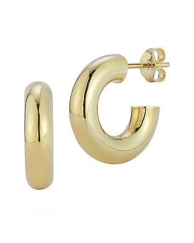 14K Italian Gold Thick Tube Hoops | Rue La La