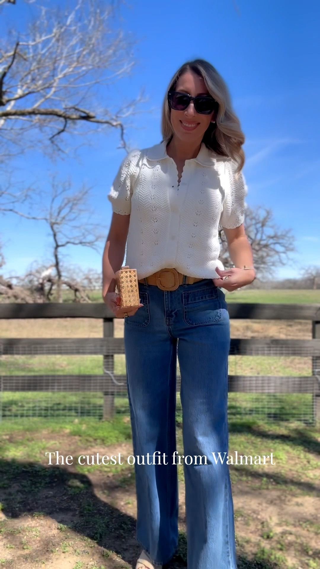 The cutest classic outfit and it’s from Walmart. Wearing my normal XS top, and I sized down to a 0 in jeans. Marea dupe, anthro dupe, Tuckernuck dupe, scalloped cardigan, spring transitional outfit, spring wedge, wide legged jeans, classic spring style, southern woman style, Walmart jeans.

#LTKootd #LTKSeasonal #LTKOver40