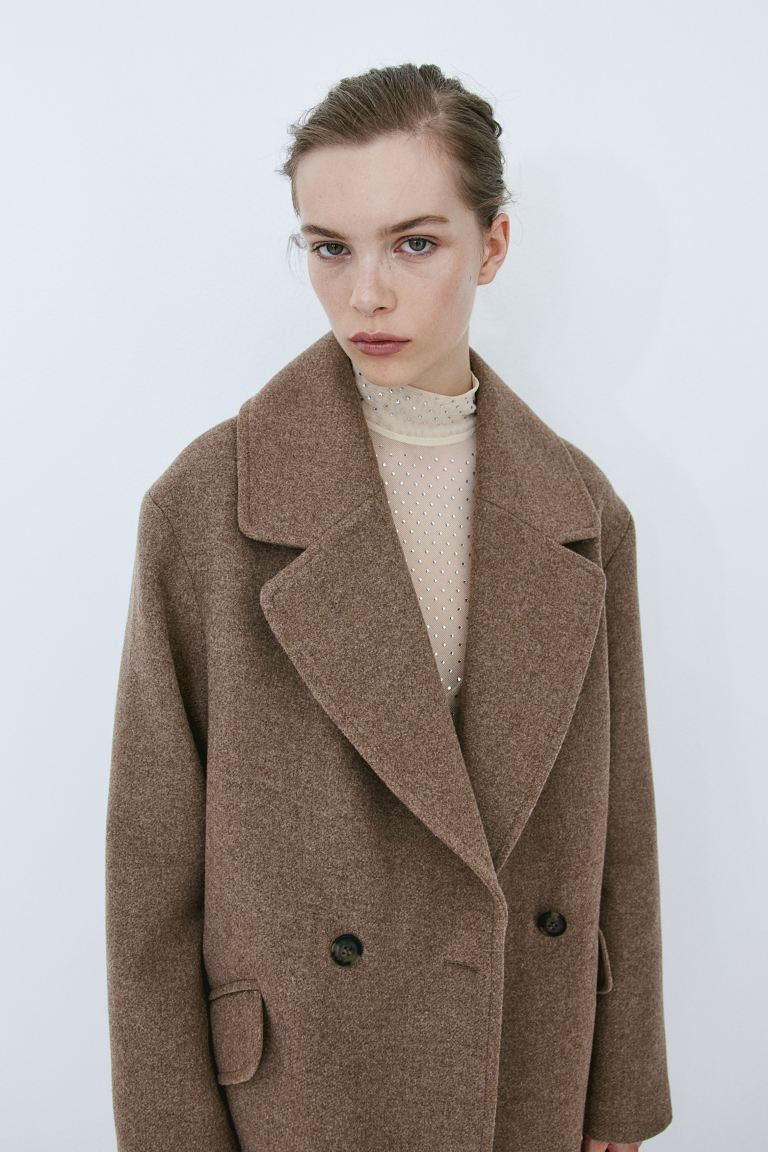 Double-breasted coat - Brown - Ladies | H&M GB | H&M (UK, MY, IN, SG, PH, TW, HK)