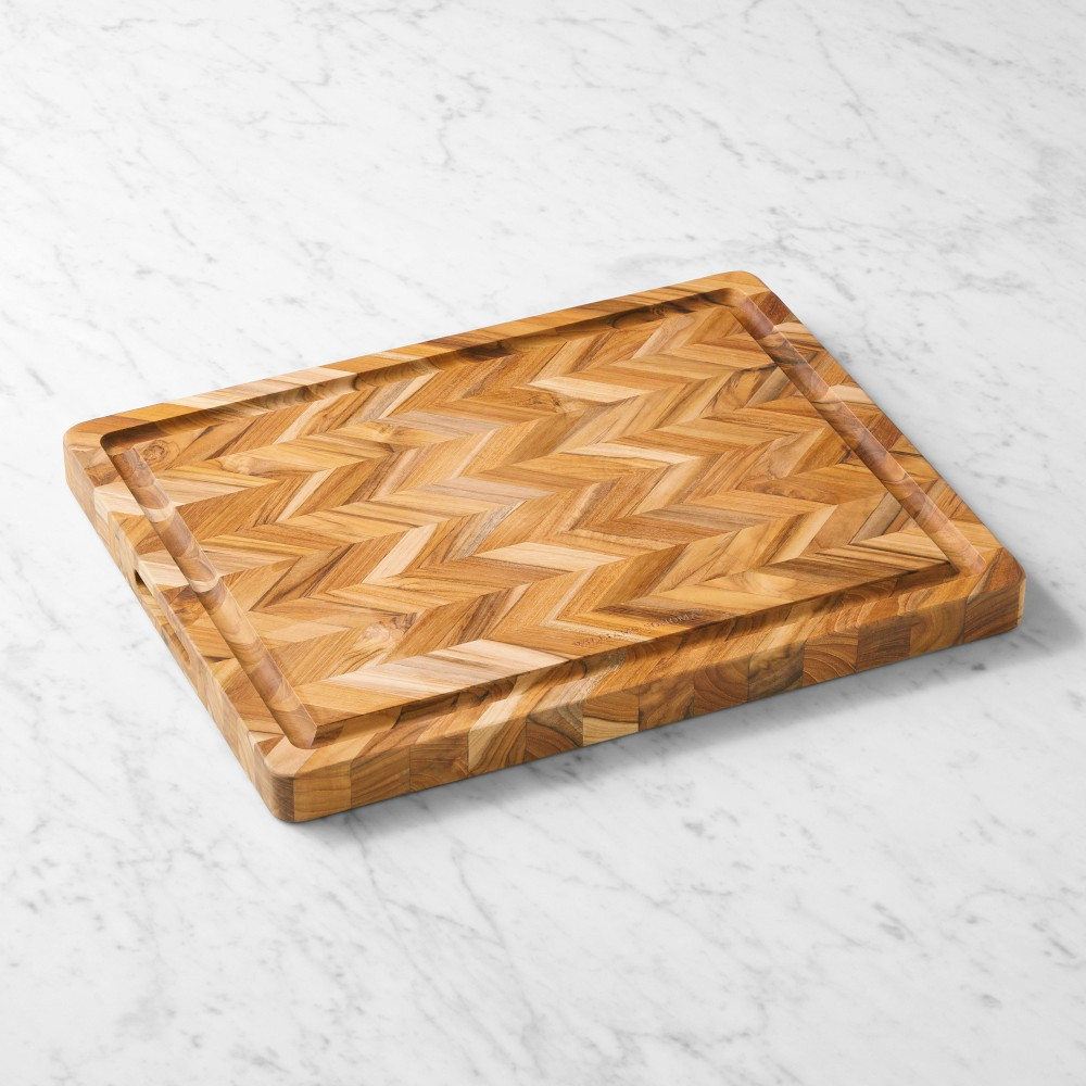 Williams Sonoma Herringbone Cutting and Carving Board, Teak | Williams-Sonoma
