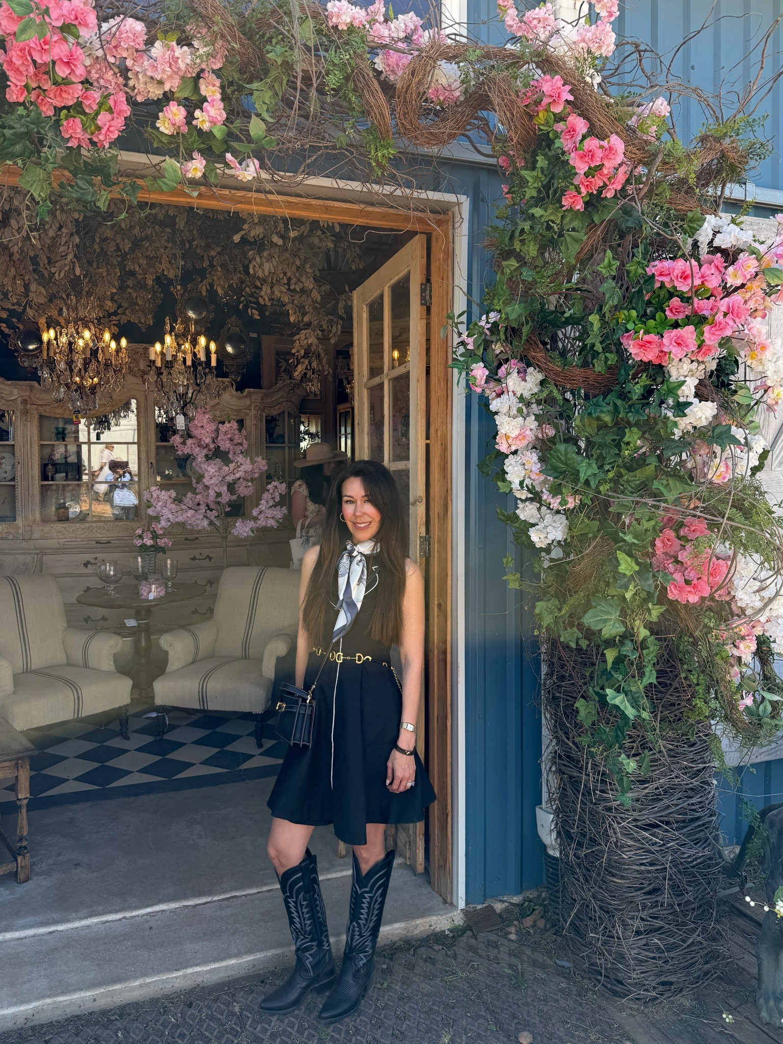 Round Top spring show outfit 🤎 This look got SO many compliments and I totally get why… this Tuckernuck dress (on sale!) is the perfect effortless statement piece for spring events, antiquing days, brunch, or weekend outings. Styled it with my Tecovas western boots for that chic modern-western vibe + the cutest versatile scarf that instantly elevates any outfit. I’m obsessed with how easy, polished, and comfortable this combo feels. Everything is linked for you 

#LTKgrwm