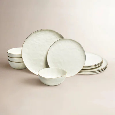 Sango Gansevoort 12-Piece White Stoneware Dinnerware Set – Service for 4, Plate & Bowl Set | Wayfair North America