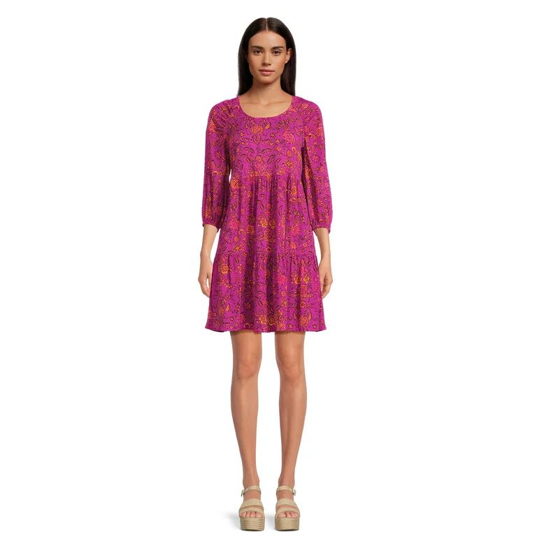 The Pioneer Woman Raglan Sleeve Print Dress, Women's, Sizes XS-3X | Walmart (US)