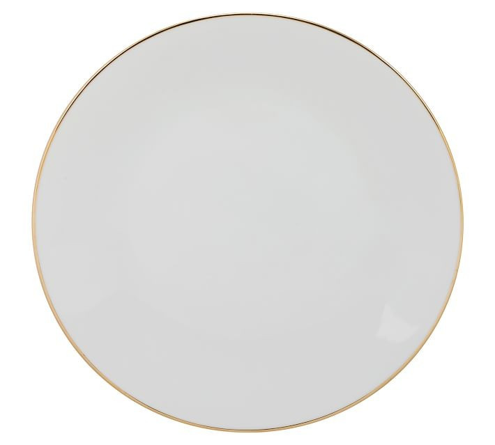 Metallic Rim Coupe Porcelain Dinner Plates, Set of 6 - Gold | Pottery Barn (US)