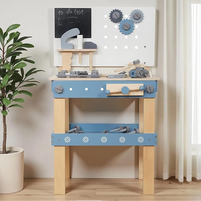 Wooden Tool Bench Toys for Kids Toddlers,Construction Workshop Tool Bench Toys, 51 Pieces Tool Pl... | Amazon (US)