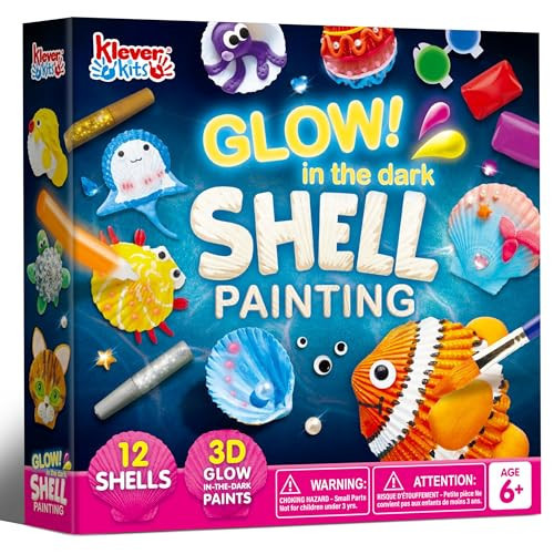 Klever Kits 12 Kids Sea Shell Painting Kit-Glow in The Dark-Arts & Crafts for Boys and Girls Ages 6-12, Art Supplies, Kids Craft Paint Kits, Creative Art Toys for Birthday Party Gift | Amazon (US)