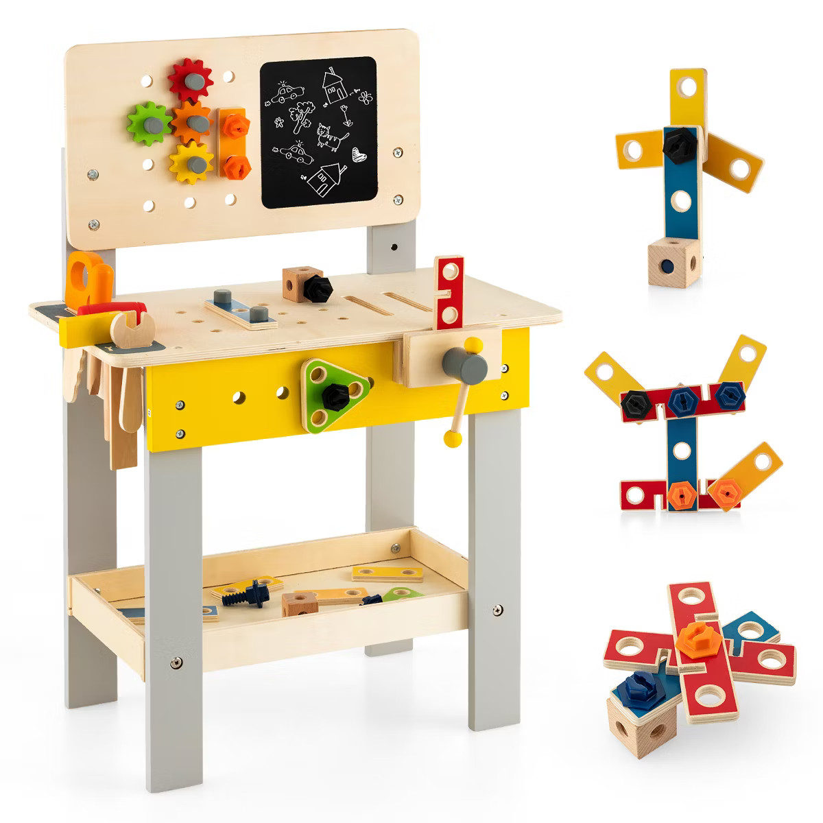Costway Wooden Tool Bench Workbench Toy Play for Kids with Tools Set for Toddlers Ages 3 + | Target