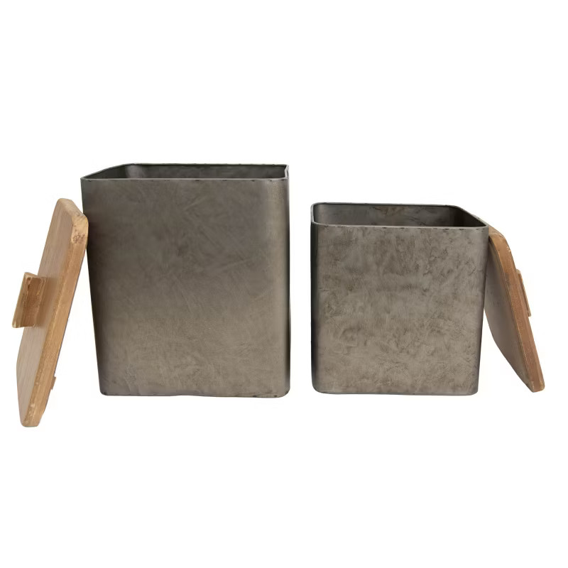 Set of 2 Bronze Metal & Wood Canisters - Foreside Home & Garden | Target