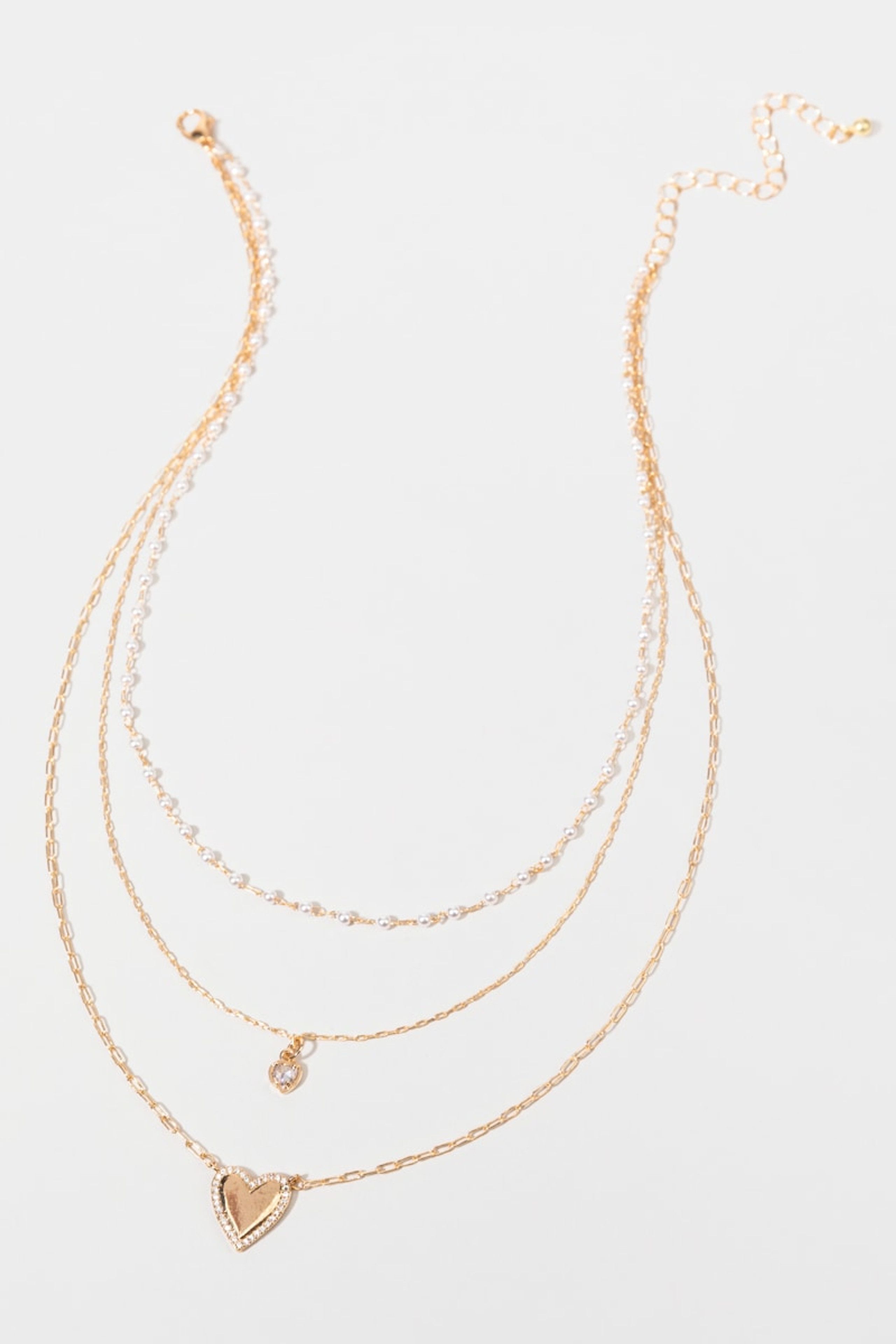 Cristina Layered Pearl And Gold Pendant Necklace | Francesca's