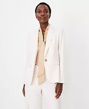 The Notched One Button Blazer in Textured Stretch | Ann Taylor (US)
