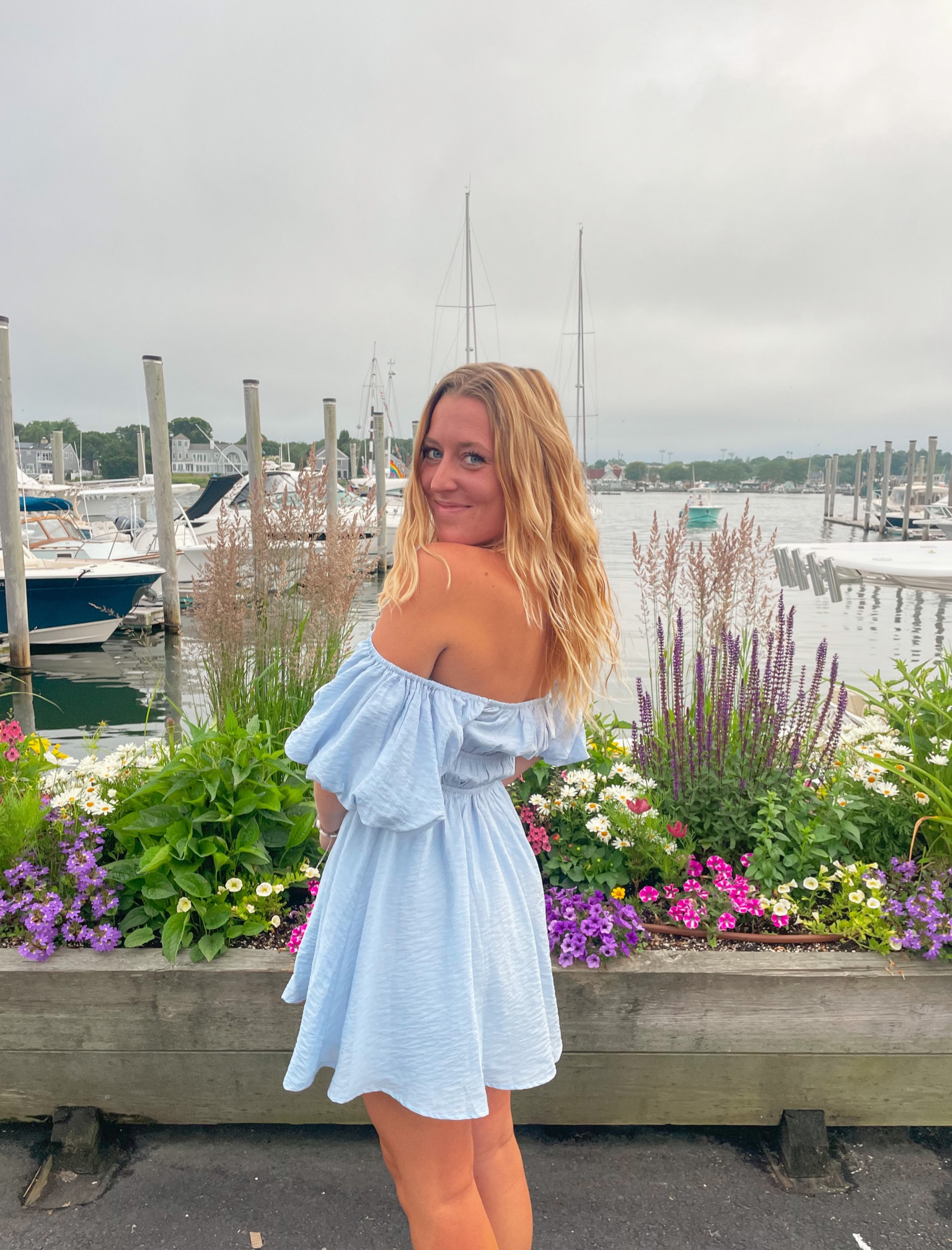summer dinner babydoll blue coastal inspired dress 