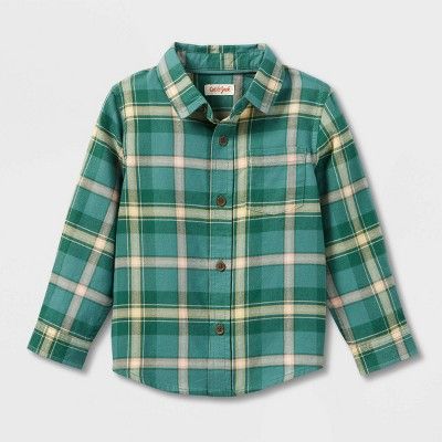 Toddler Boys' Long Sleeve Flannel Button Up Shirt - Cat & Jack™ | Target