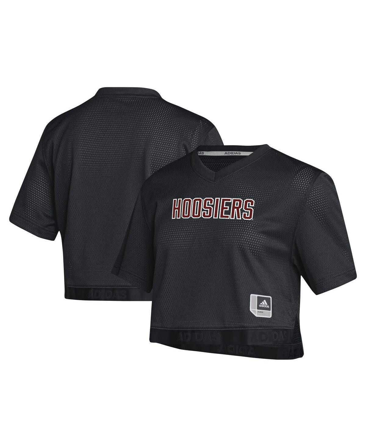Adidas Women's Black Indiana Hoosiers Primegreen V-Neck Cropped Jersey - Black | Macy's