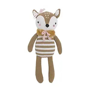 Cuddle Me Deer 100% Cotton Knitted Plush Toy, Penelope, Brown/Pink | Amazon (US)