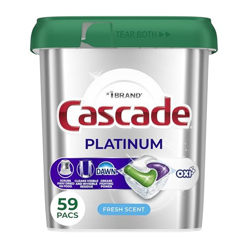 Cascade Platinum + Oxi Dishwasher Pods, Dishwasher Detergent, Dish Detergent Soap, Fresh, 59 Count | Amazon (US)