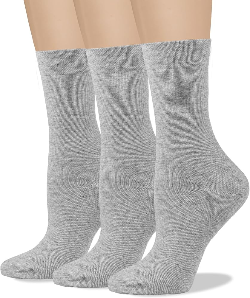 COTTON DAY Women's Soft Combed Cotton Dress Socks Seamless Toe Black White Gray Navy Blue Brown B... | Amazon (US)