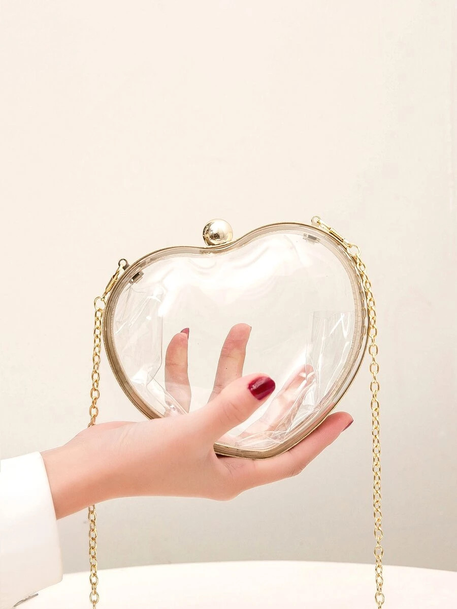 HomeBags & LuggageWomen BagsWomen CrossbodyMini Clear Heart Design Novelty Bag | SHEIN