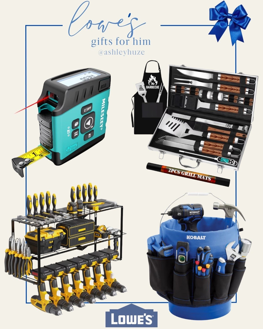 Gift guide for men from @loweshomeimprovement💙 Bucket tool organizer was a favorite gift (& most used) last Christmas! Tool rack, laser measuring tape & grill tool set

#ad #lowespartner

#LTKHome #LTKGiftGuide #LTKHoliday
