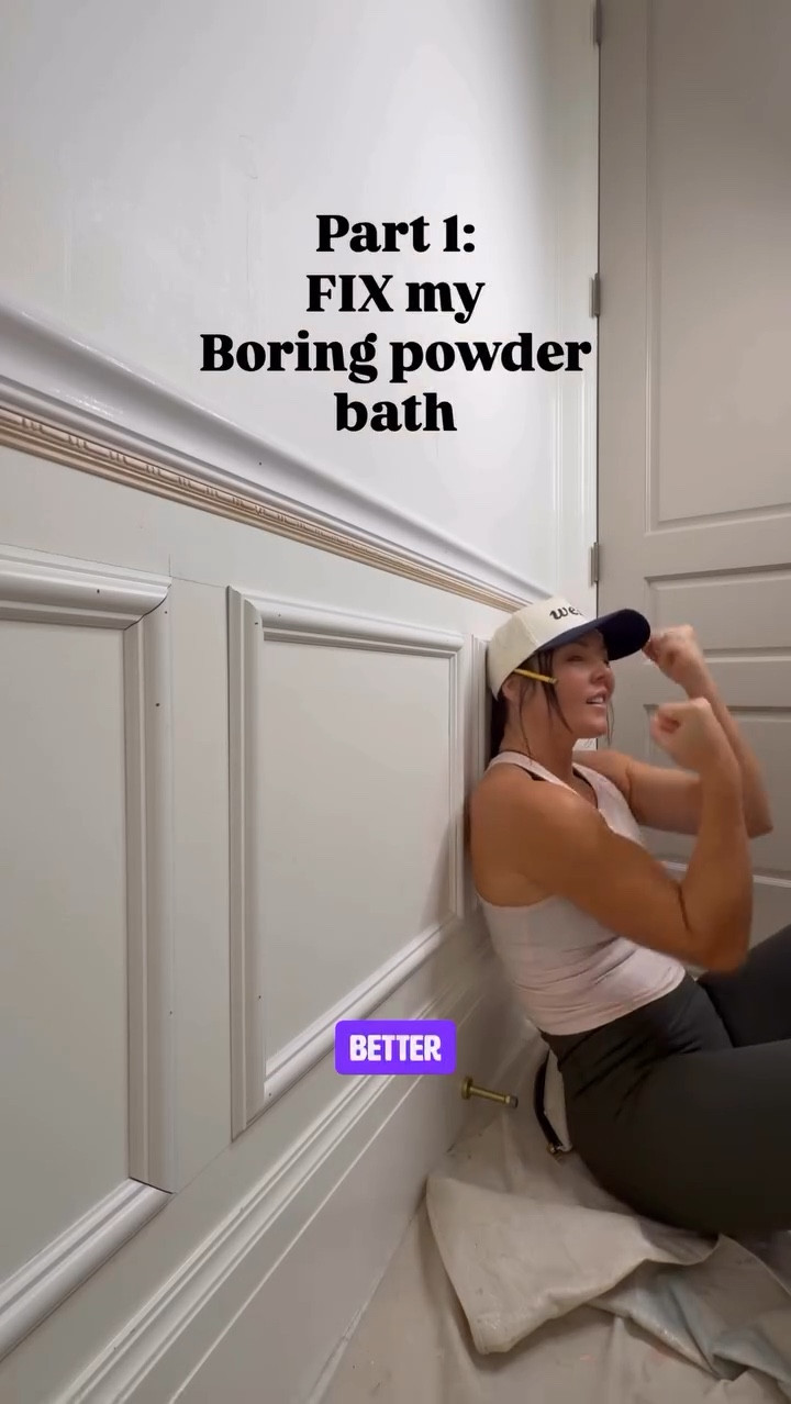 Let’s fix my boring powder bath PART 1. 
And yes hanging crown is torture but I’m up for the challenge. 
Did you see the wallpaper? 👀😍
Exact wall trim, crown and corer blocks linked here 

#LTKHome #LTKActive #LTKdayinmylife