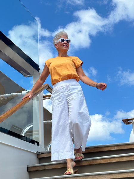 These are the easiest white cropped wide-leg pants for all your summer fun! And the softest tee too…. also comes in stripe.

#LTKover40 #LTKstyletip #LTKtravel