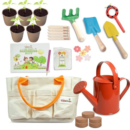 Kids Gardening Set 27 Pcs - Gardening Tools Set for Kids Best Outdoor Toys - Toddler Gardening Set with Magnifying Glass - Plantable Seed Paper - Kids Tool Set is for 3+ Boys and Girls | Amazon (US)